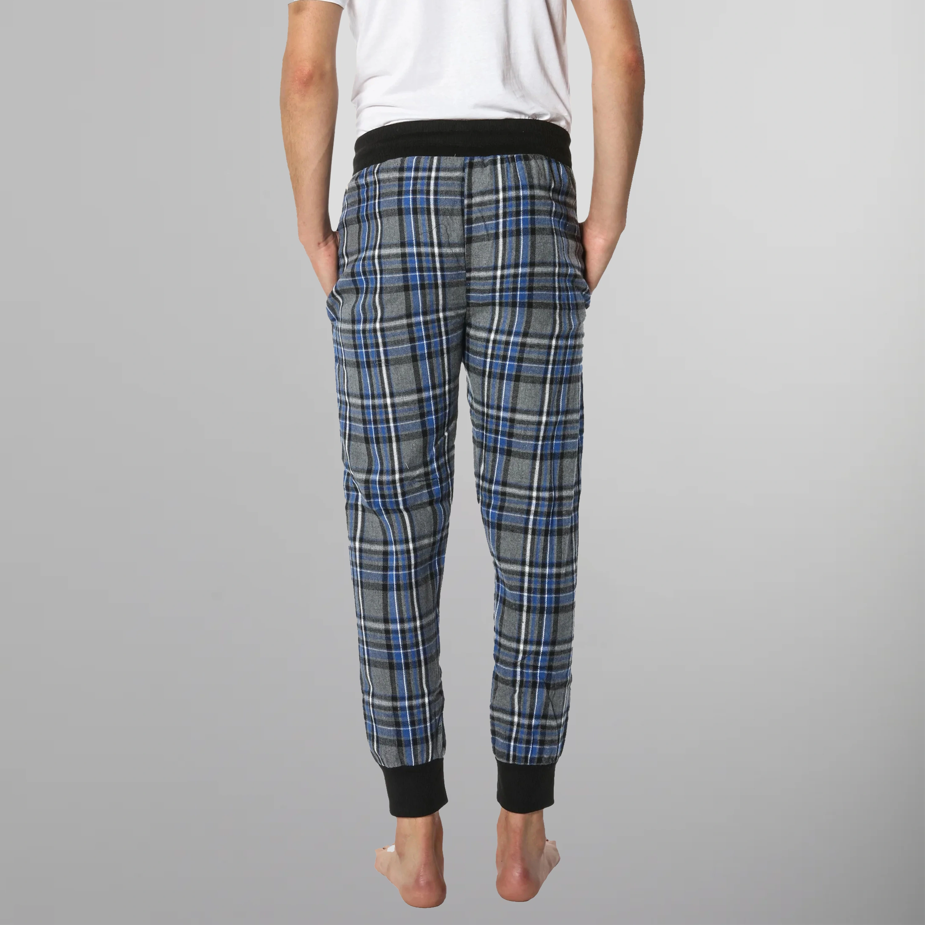 Men's Flannel Jogger Lounge Pants - Charcoal/Blue - FINAL SALE Men's Sleep Pant Members Only 