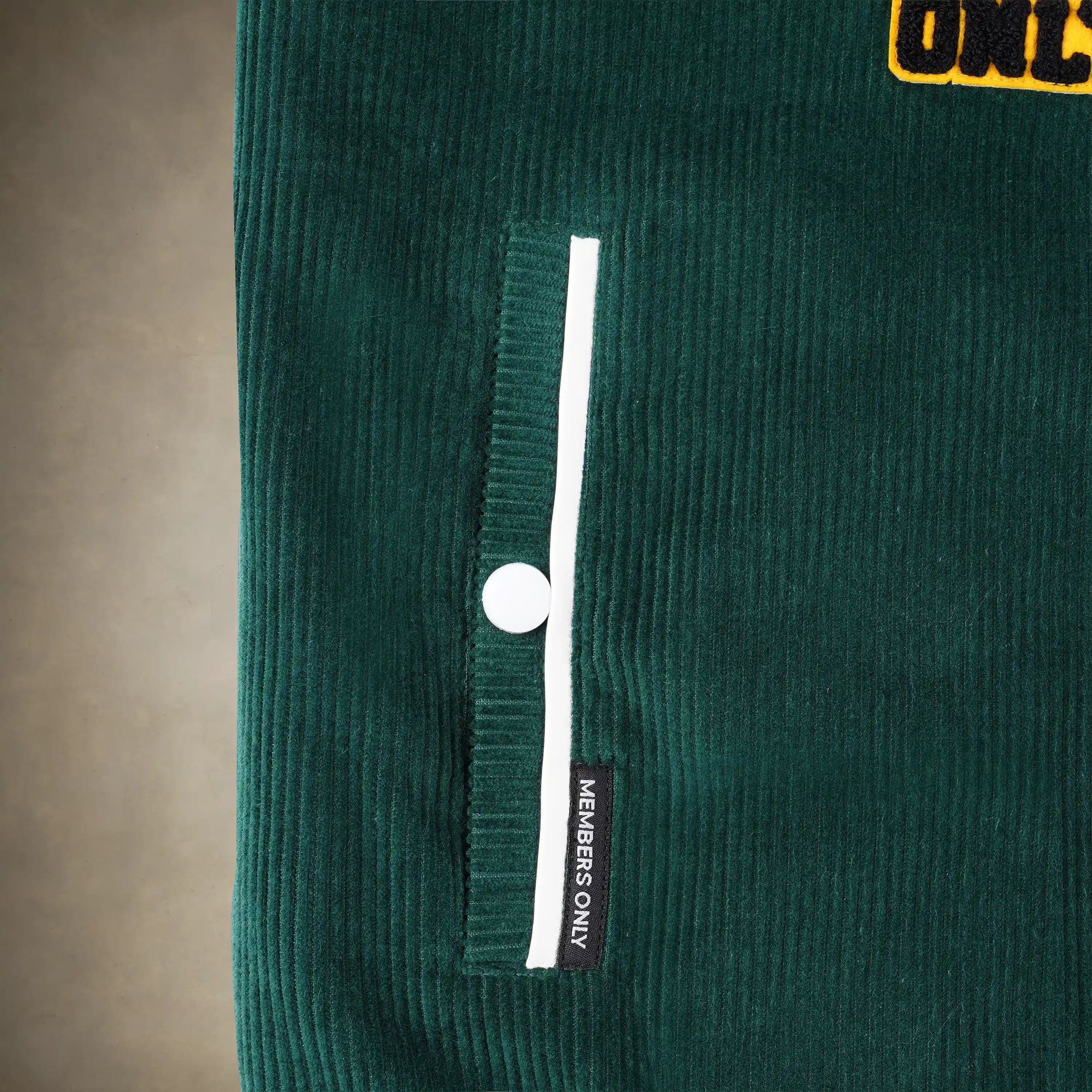 men's corduroy varsity jacket green