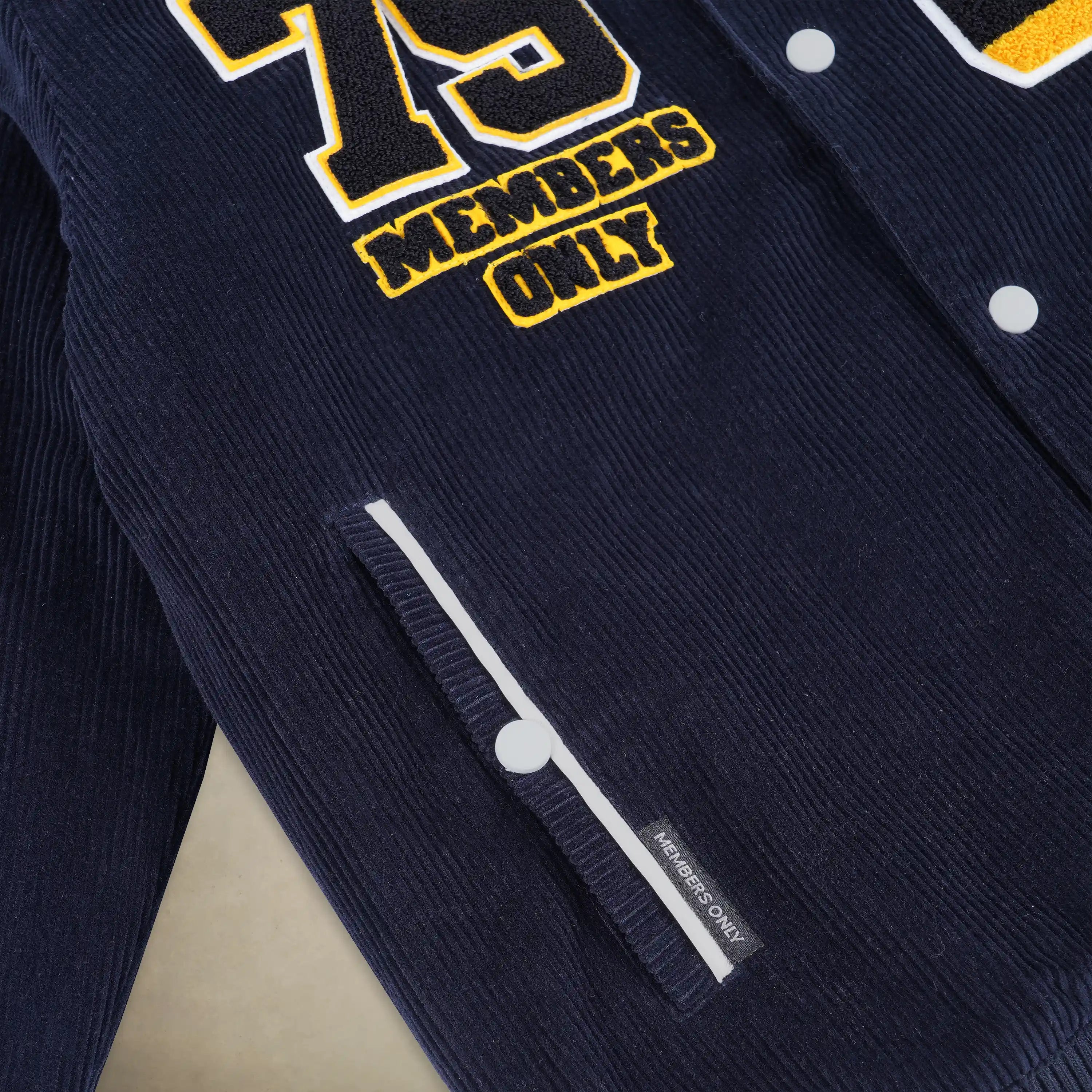 members only corduroy varsity bomber jacket men navy