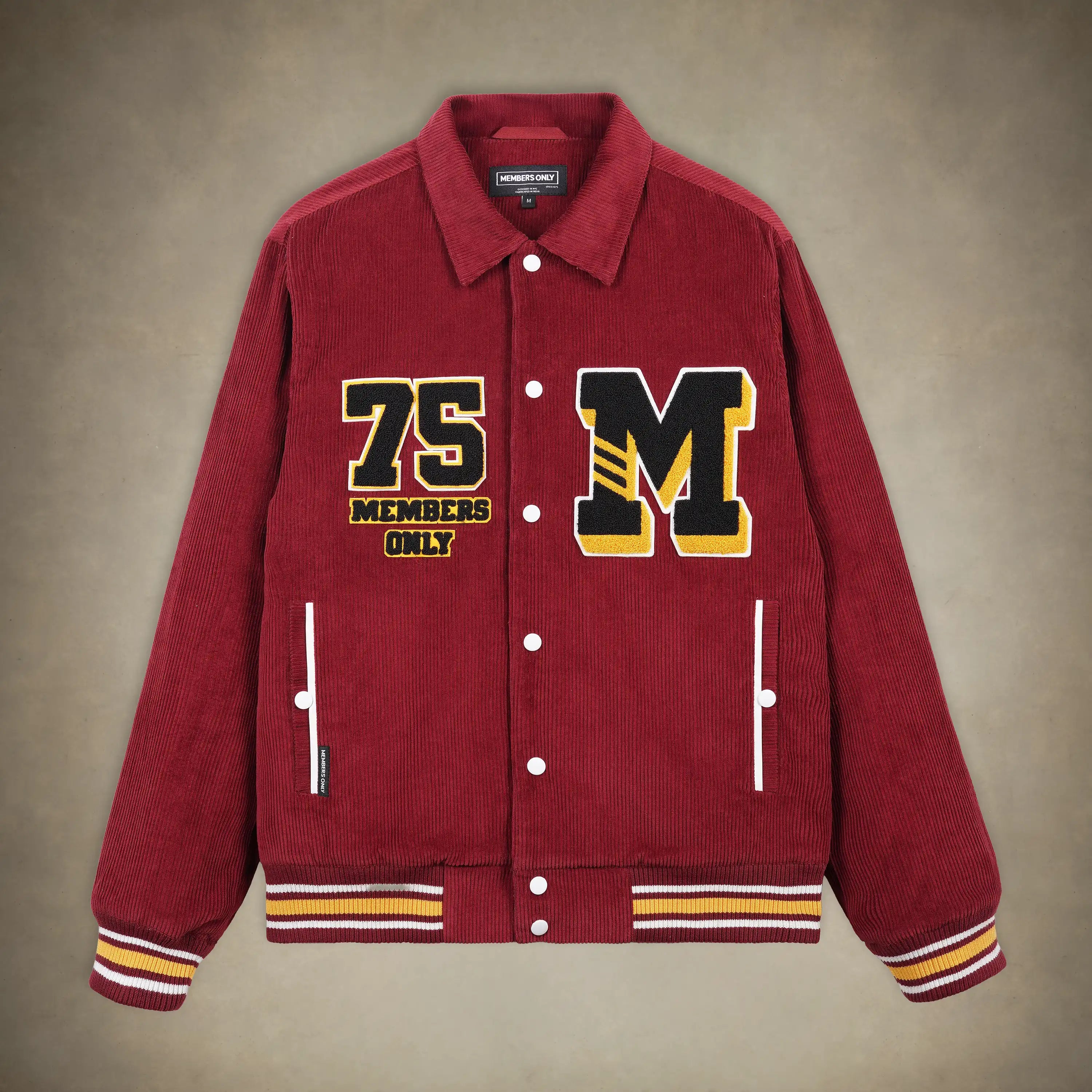 Members Only Men's Corduroy Varsity Jacket Red