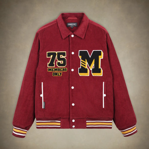 Members Only Men's Corduroy Varsity Jacket Red