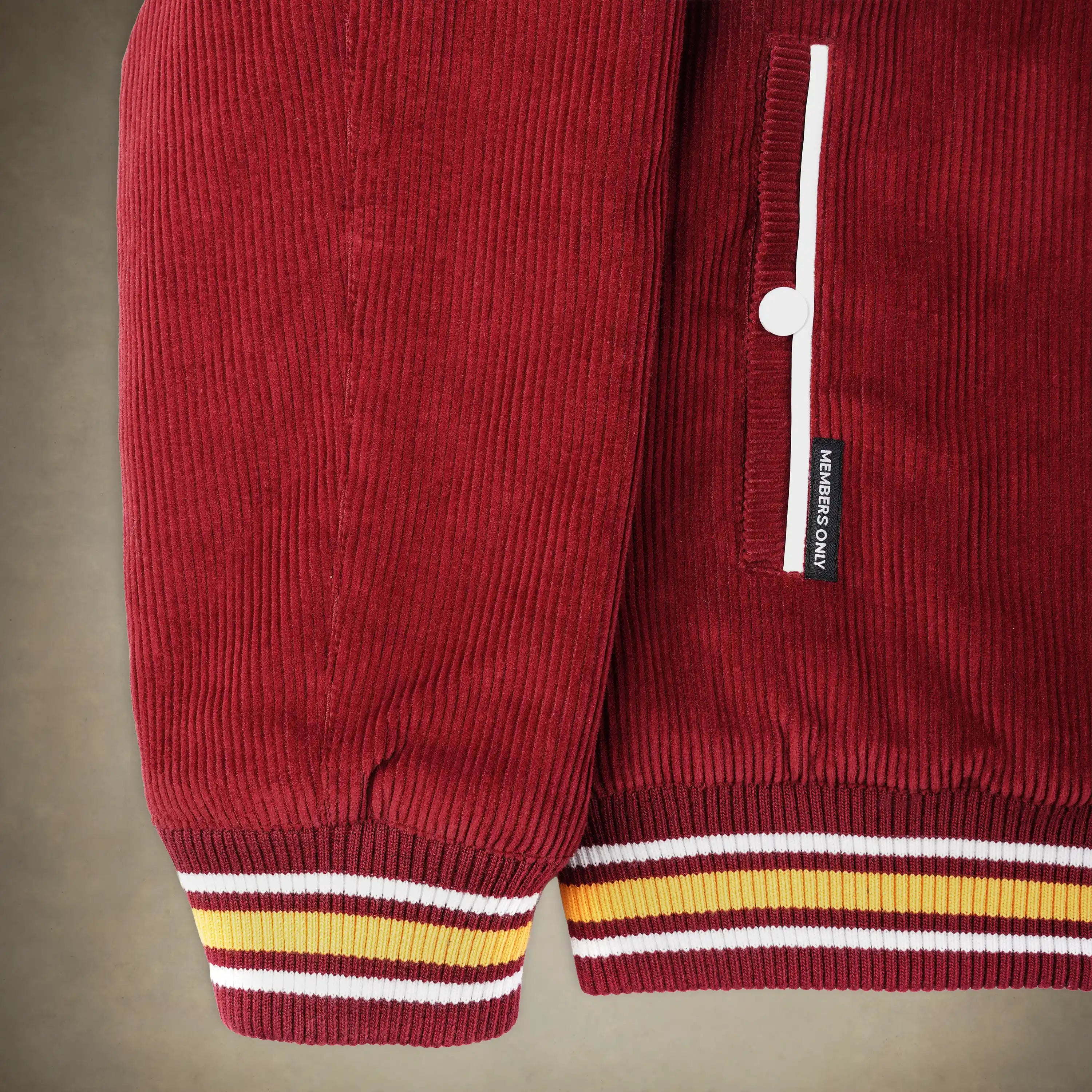 men's corduroy varsity jacket red