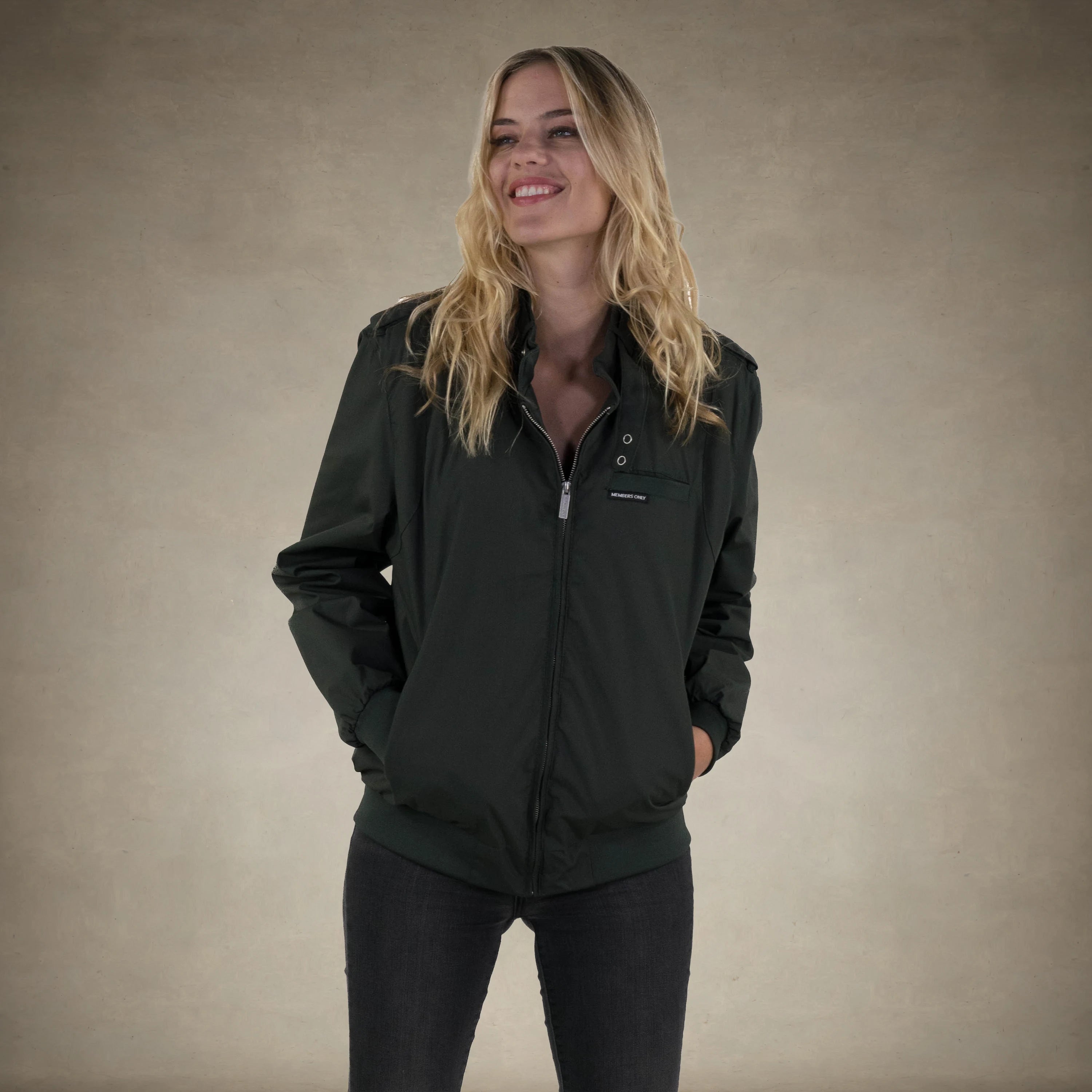 Women's Classic Iconic Racer Oversized Jacket Women's Iconic Jacket Members Only® Dark Green Small 