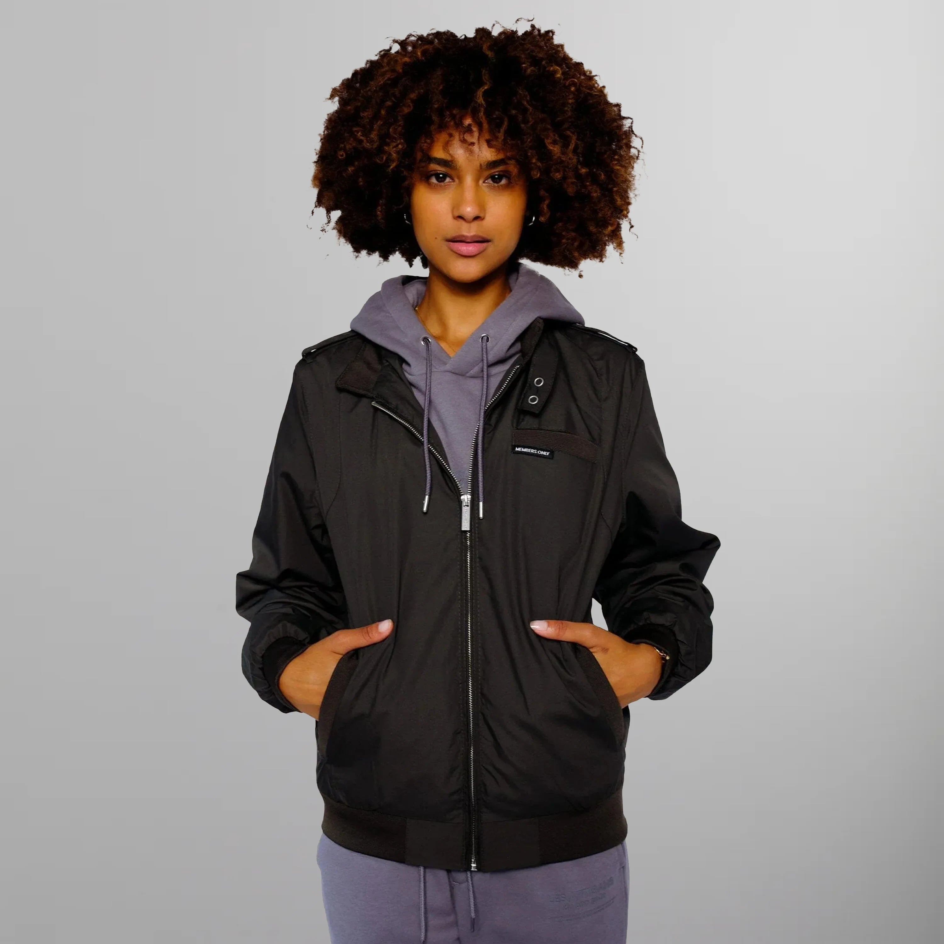 Women's Classic Iconic Racer Oversized Jacket Women's Iconic Jacket Members Only Black Small 