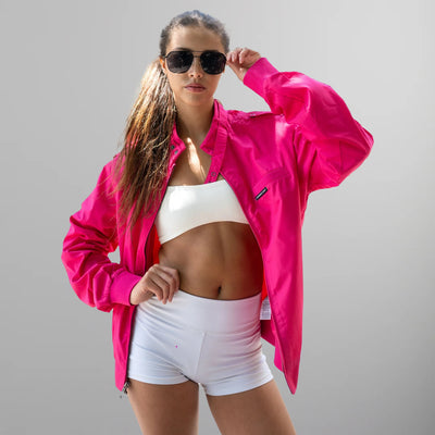 Women's Classic Iconic Racer Oversized Jacket Women's Iconic Jacket Members Only Hot Pink Small 