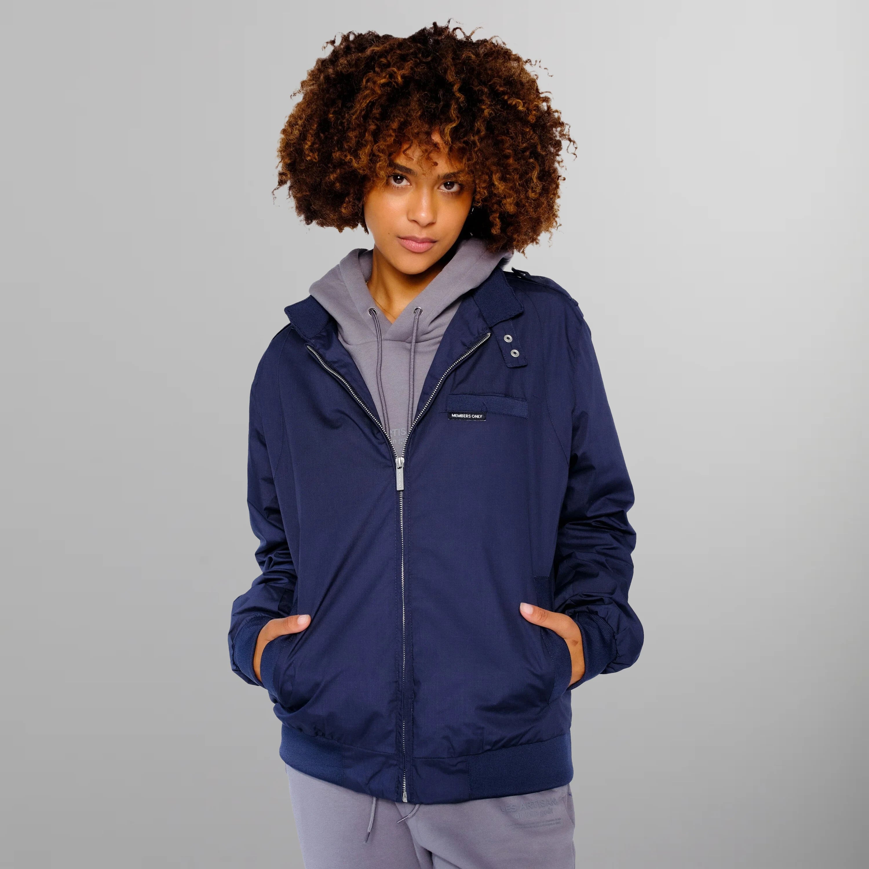 Women's Classic Iconic Racer Oversized Jacket Women's Iconic Jacket Members Only Navy Small 