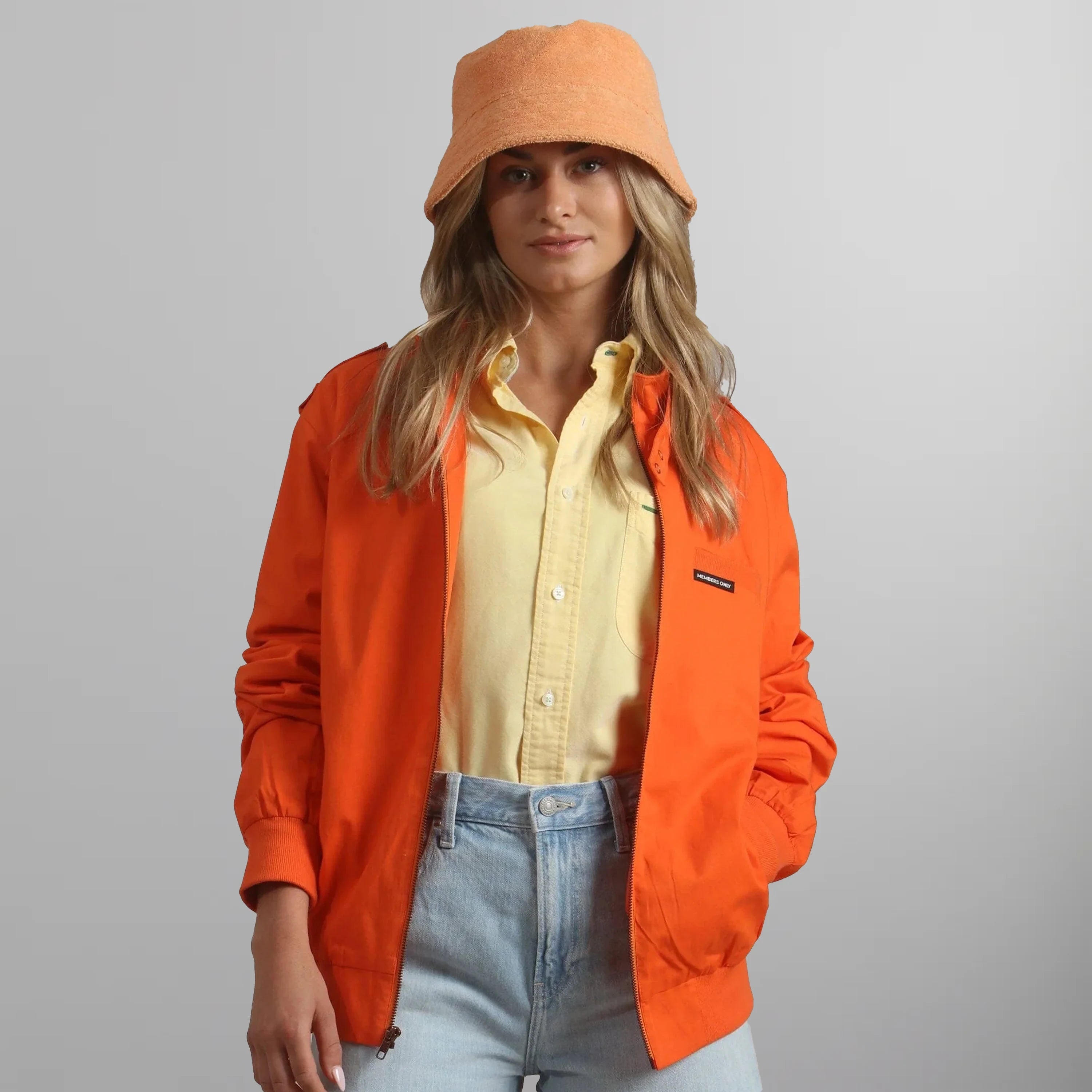 Women's Classic Iconic Racer Oversized Jacket Women's Iconic Jacket Members Only Orange Small 