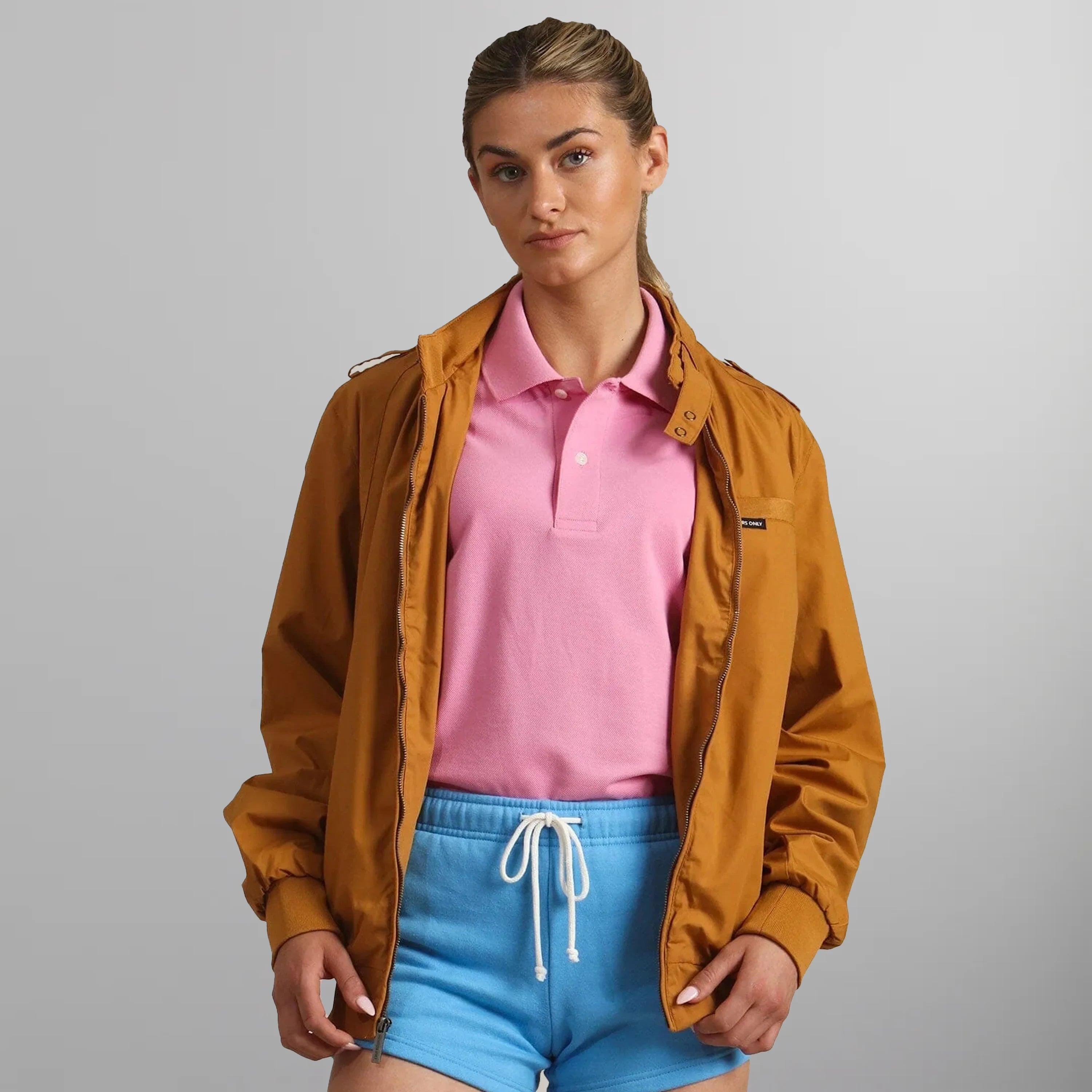 Women's Classic Iconic Racer Oversized Jacket Women's Iconic Jacket Members Only Wheat Small 