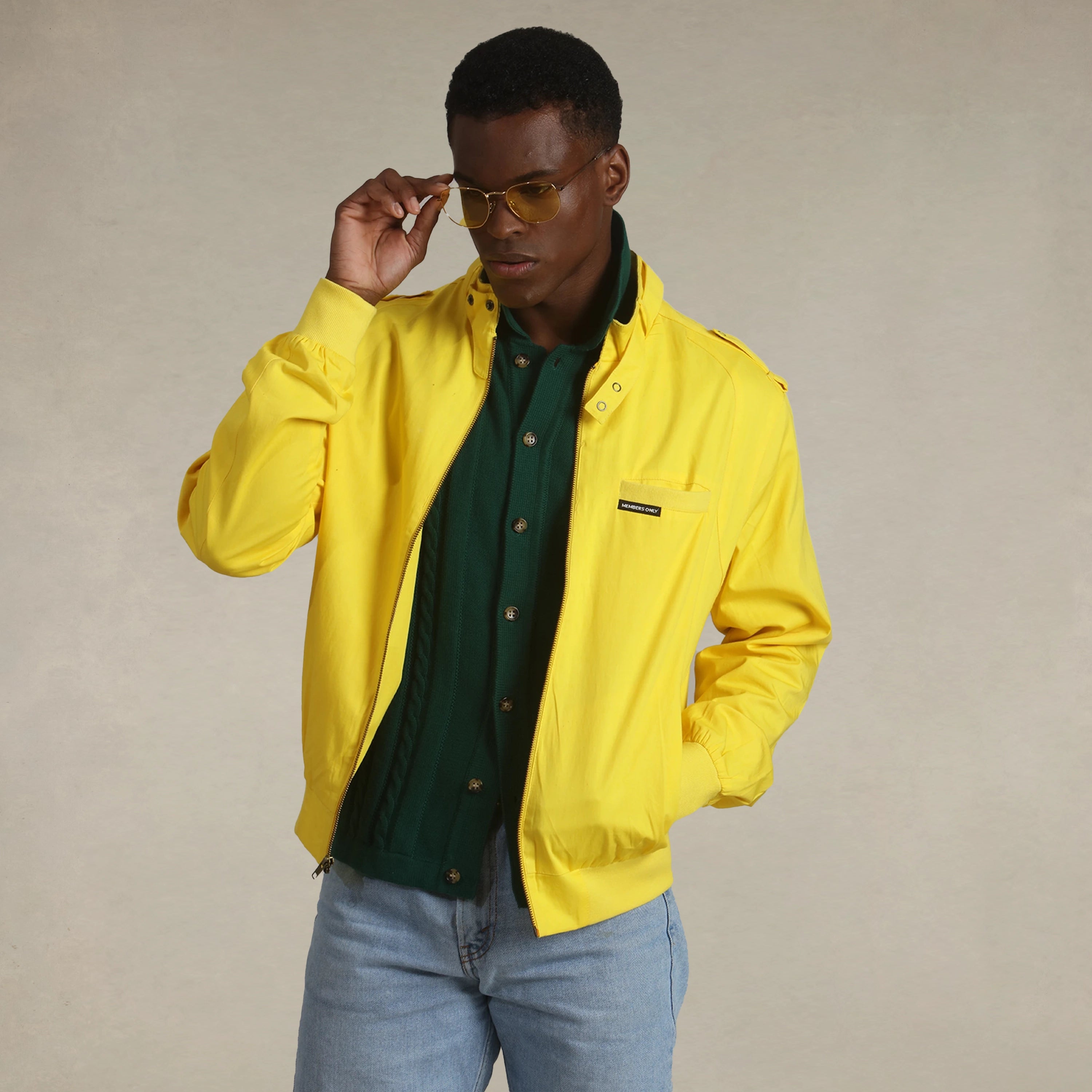 Men's Classic Iconic Racer Jacket Men's Iconic Jacket Members Only Yellow Small 