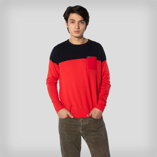 Men's Color Block Pullover Sweater - FINAL SALE Mens Shirt Members Only Red Small 