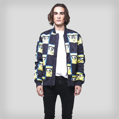 Men's Nickelodeon Spongebob Bomber Jacket - FINAL SALE Men's Jackets Members Only Black X-Small 