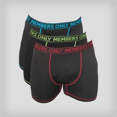 Members Only 3PK Athletic Boxer Brief Contrast Elastic Briefs Members Only BLACK SMALL 