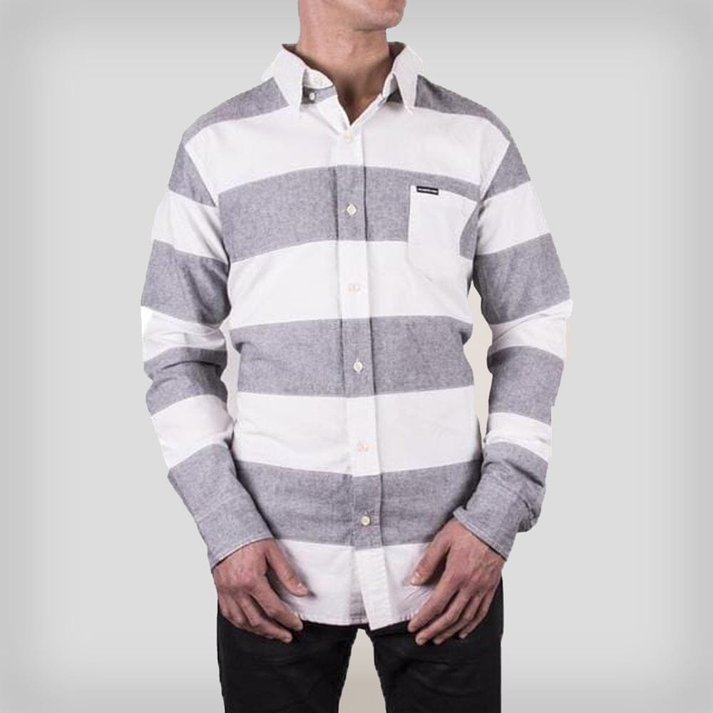 Patched Striped Oxford Shirt - FINAL SALE Mens Shirt Members Only Grey 2X-Large 
