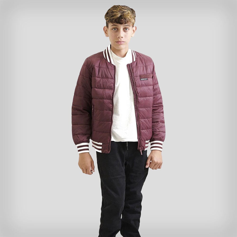 Boy's Down Blend Quilted Bomber Jacket - FINAL SALE Kid's Jackets Members Only Burgundy 4 