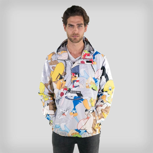 Men's Looney Tunes Print Popover Jacket - FINAL SALE Men's Jackets Members Only SILVER X-Small 