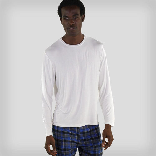 Men's Bamboo Rayon Long Sleeve Knit Sleep Shirt - White Men's Sleep Shirt Members Only WHITE SMALL 
