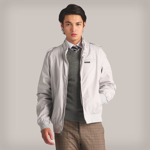 Men's Classic Iconic Racer Jacket (Slim Fit) Men's Iconic Jacket Members Only Light Grey Small 