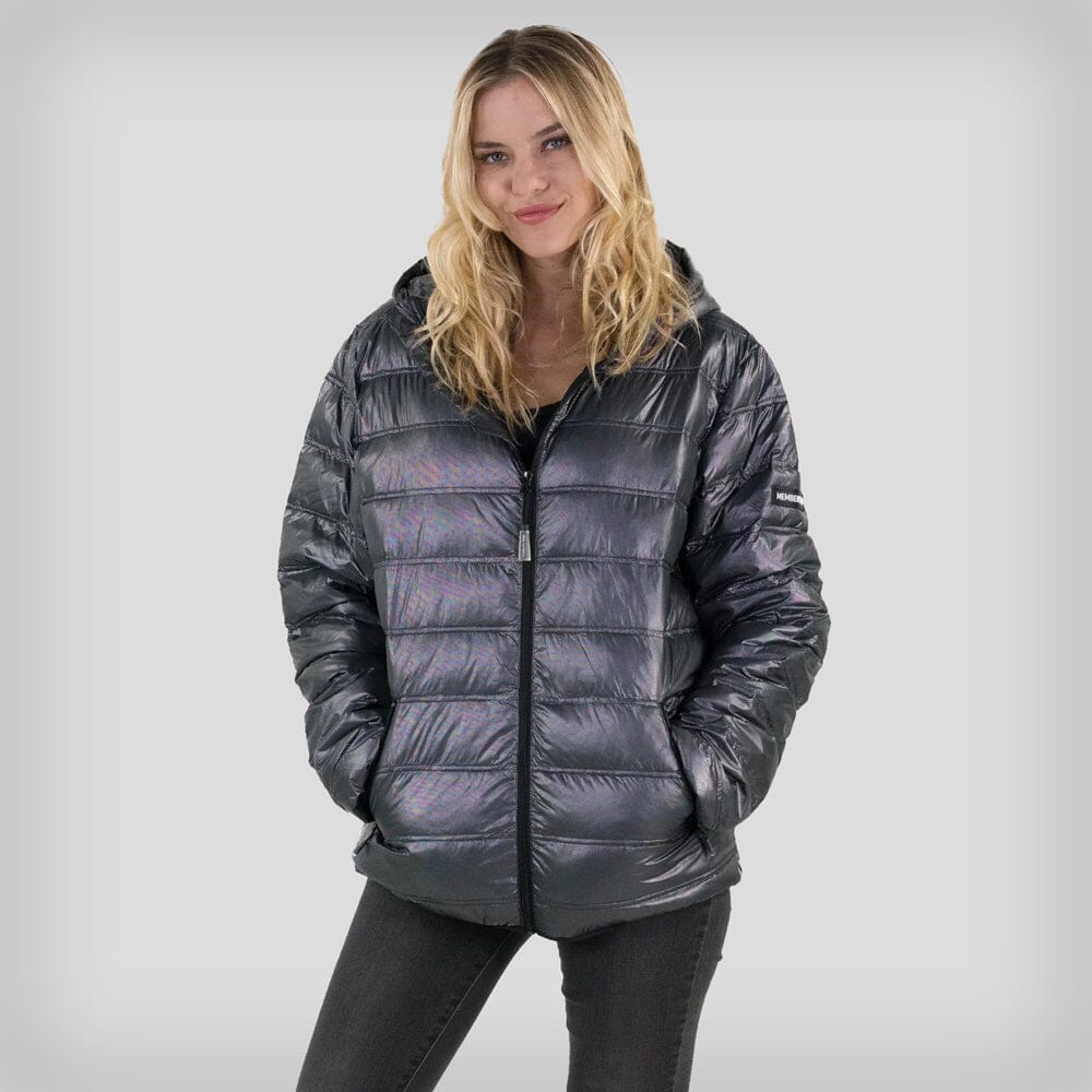 Women's Zip Front Puffer Oversized Jacket - FINAL SALE Womens Jacket Members Only GUNMETAL Small 