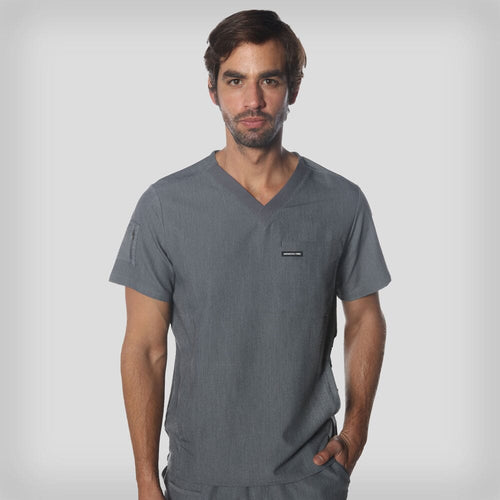 Manchester 3-Pocket Scrub Top Mens Scrub Top Members Only Graphite Small 