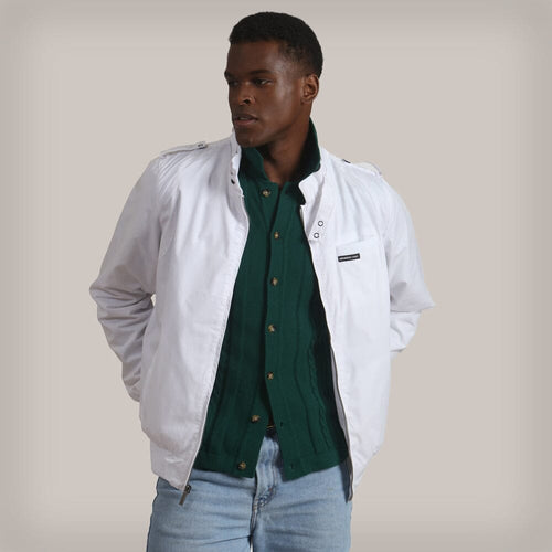 Men's Classic Iconic Racer Jacket (Slim Fit) Men's Iconic Jacket Members Only White Small 