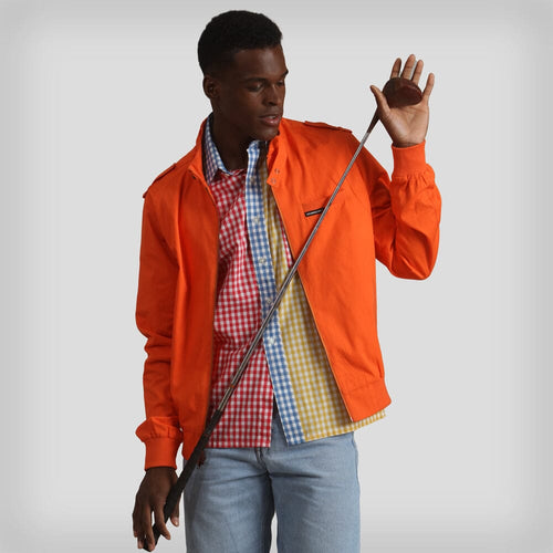 Men's Classic Iconic Racer Jacket (Slim Fit) Men's Iconic Jacket Members Only Orange Small 