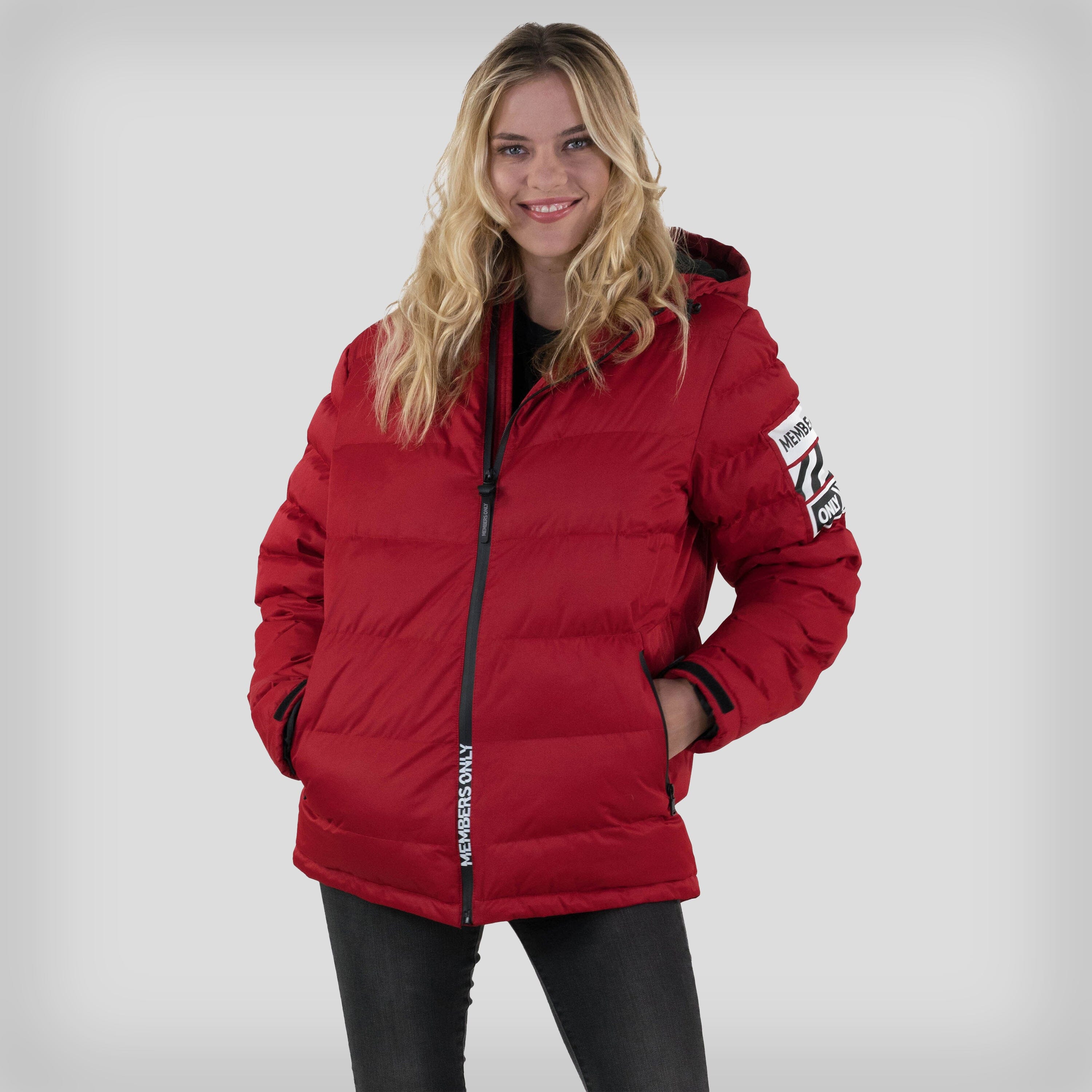 Women's Twill Puffer Oversized Jacket - FINAL SALE Womens Jacket Members Only RED Small 
