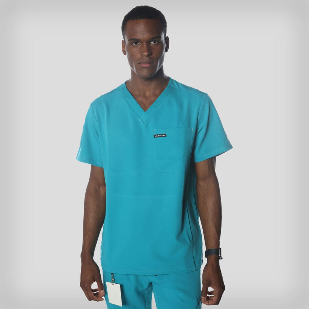 Manchester 3-Pocket Scrub Top Mens Scrub Top Members Only Teal Small 