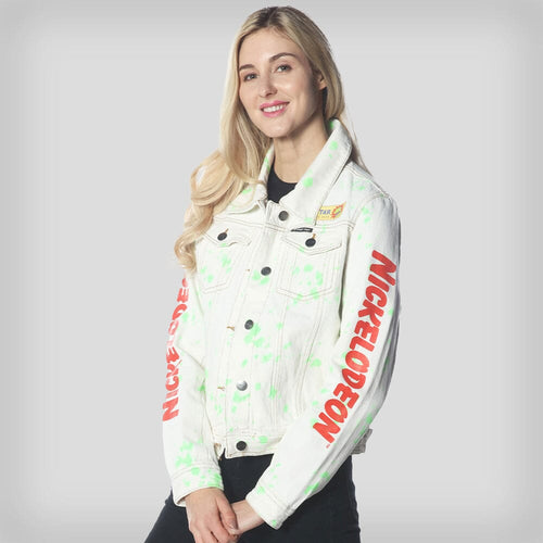 Women's White Denim Nickelodeon Trucker With Pai Jacket - FINAL SALE Womens Jacket Members Only White Small 
