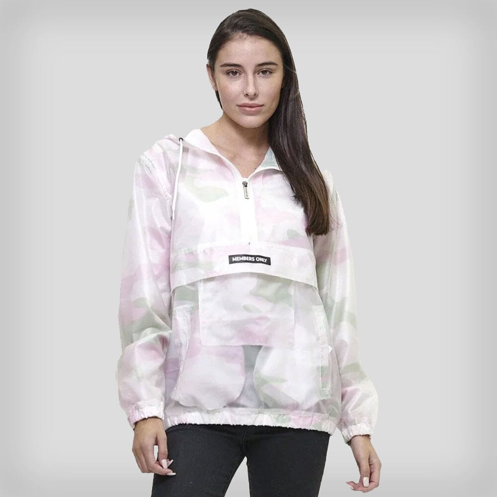 Women's Translucent Pullover Jacket with hood - FINAL SALE Womens Jacket Members Only PINK CAMO X-Small 