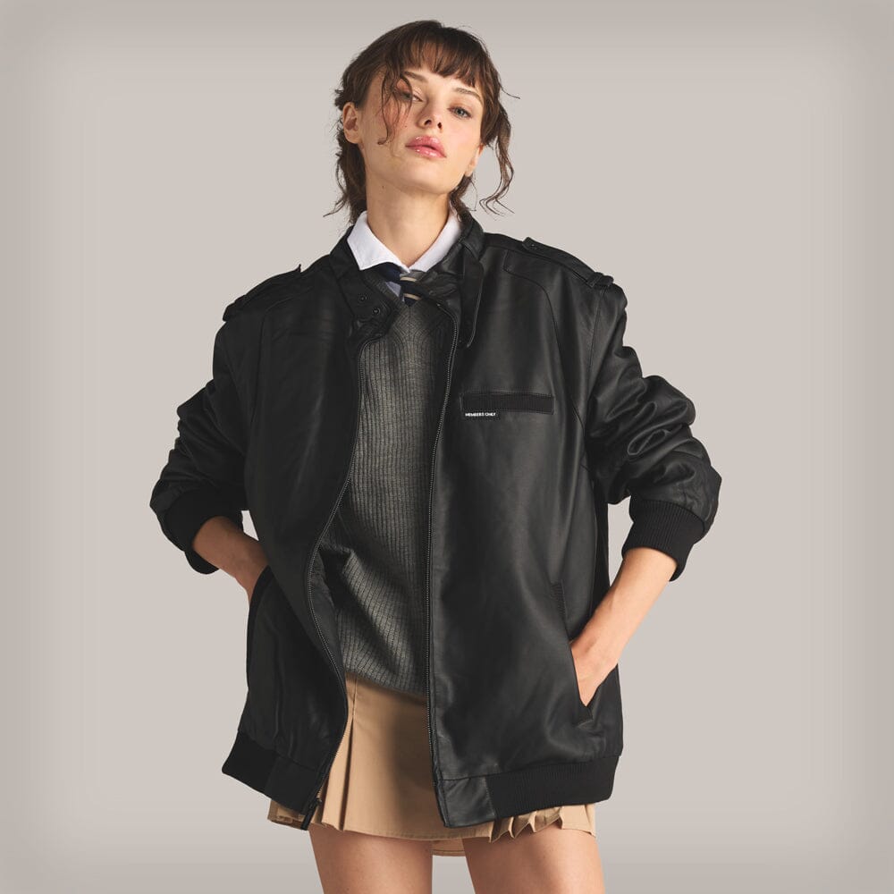 Oversized Turn Down High Neck Collar Black Vegan Leather Jacket – AZURA THE  LABEL