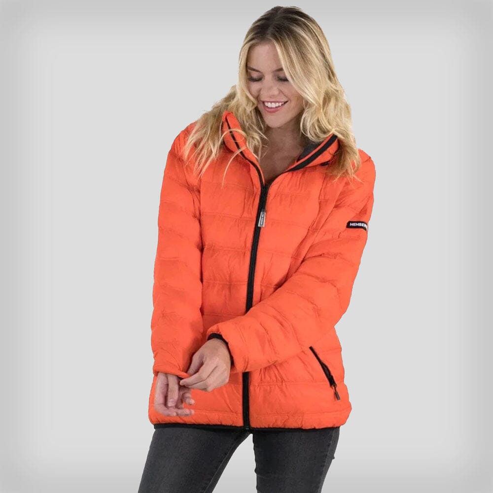 Women's Zip Front Puffer Oversized Jacket - FINAL SALE Womens Jacket Members Only ORANGE Small 