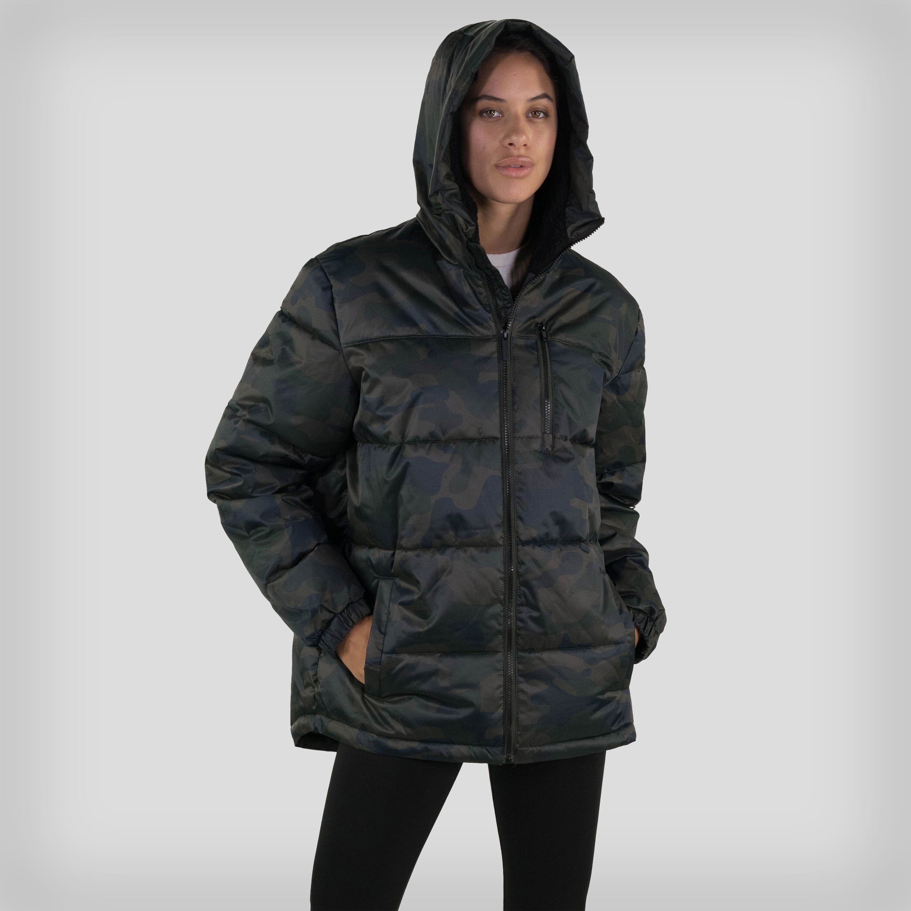 Women's Twill Block Puffer Oversized Jacket - FINAL SALE Womens Jacket Members Only CAMOUFLAGE Small 