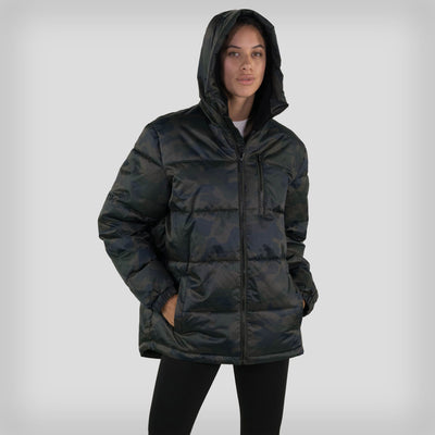 Women's Twill Block Puffer Oversized Jacket - FINAL SALE Womens Jacket Members Only CAMOUFLAGE Small 