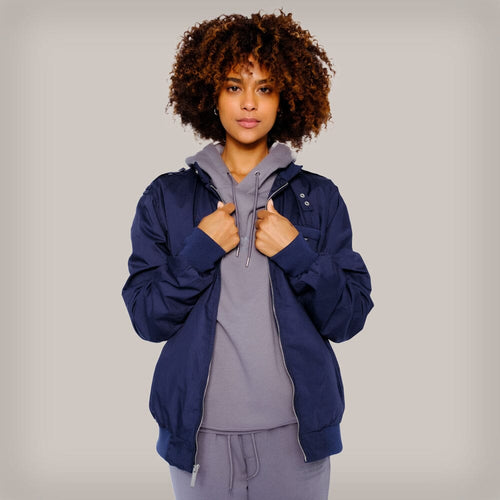 Women's Classic Iconic Racer Oversized Jacket Women's Iconic Jacket Members Only Navy Small 