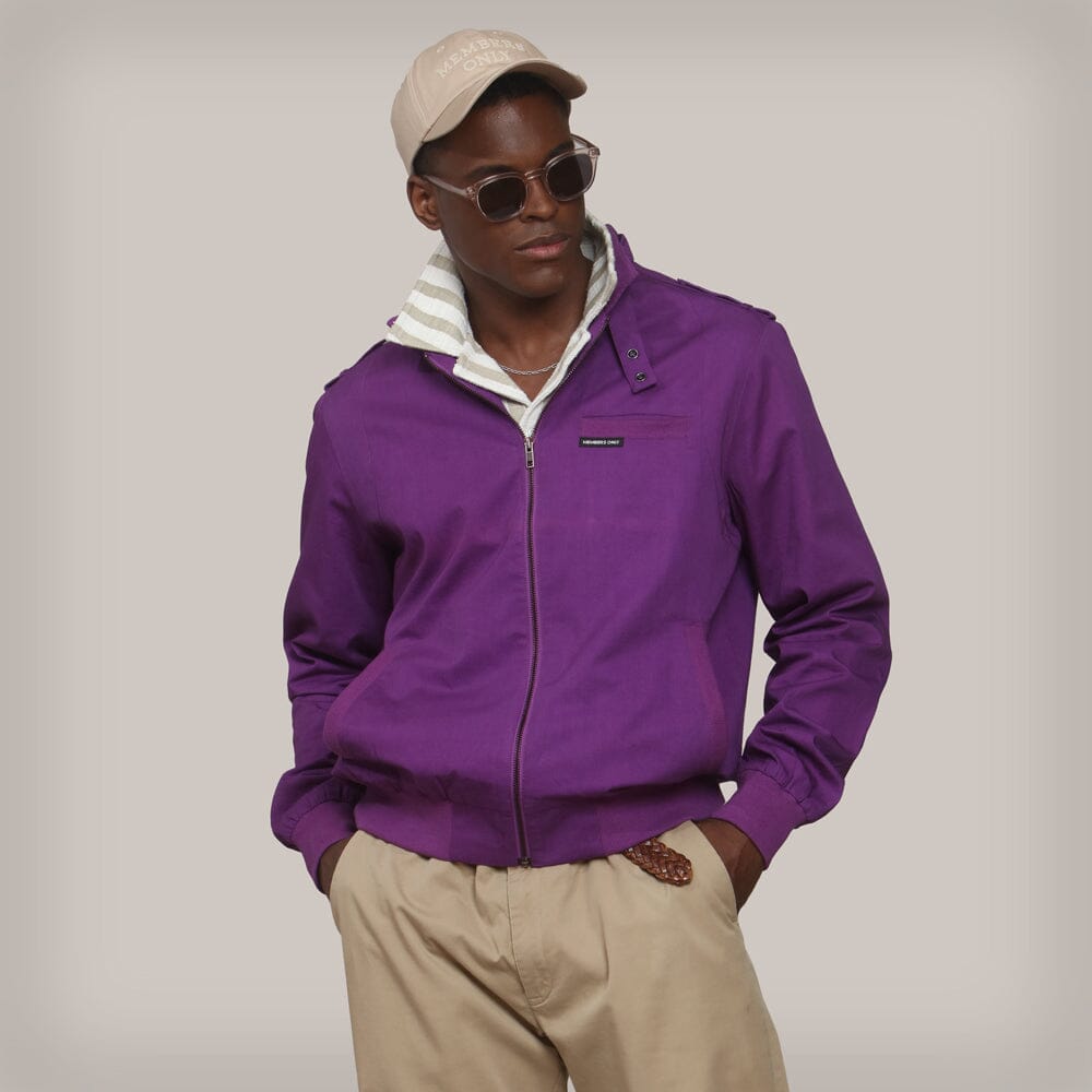 Men's Big & Tall Classic Iconic Racer Jacket (Slim Fit) Unisex Members Only Purple 3X-Large 