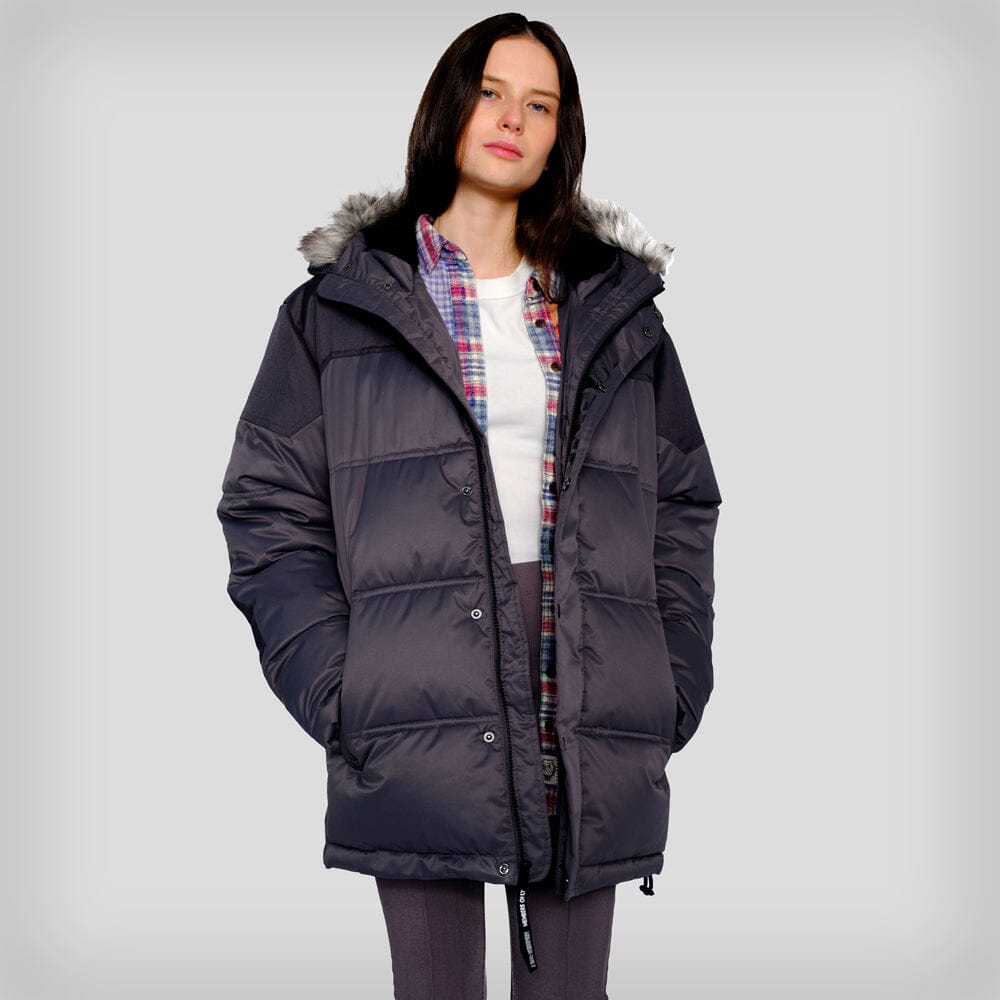 Women's Heavy Snorkel Oversized Jacket Womens Jacket Members Only Charcoal Small 