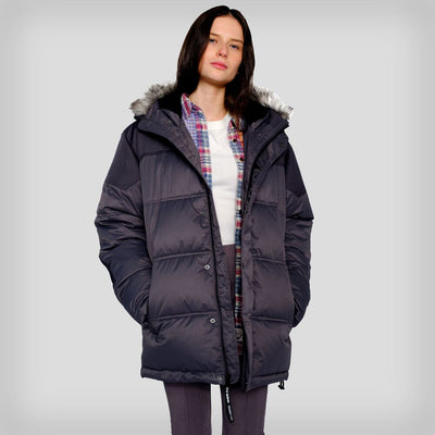 Women's Heavy Snorkel Oversized Jacket Womens Jacket Members Only Charcoal Small 