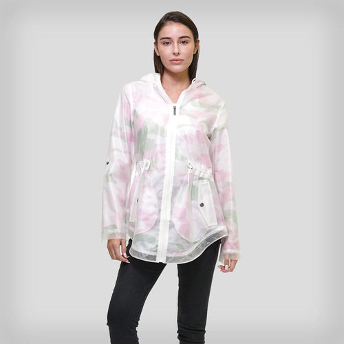 Women's Translucent Long Jacket - FINAL SALE Womens Jacket Members Only PINK CAMO X-Small 