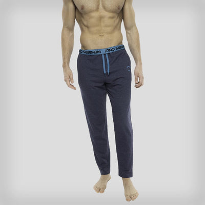 Members Only Heather Contrast Elastic Sleep Pants - Blue Turq Men's Sleep Pant Members Only BLUE TURQ SMALL 