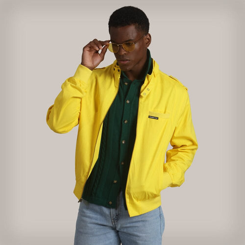 Men's Big & Tall Classic Iconic Racer Jacket (Slim Fit) Unisex Members Only Yellow 3X-Large 