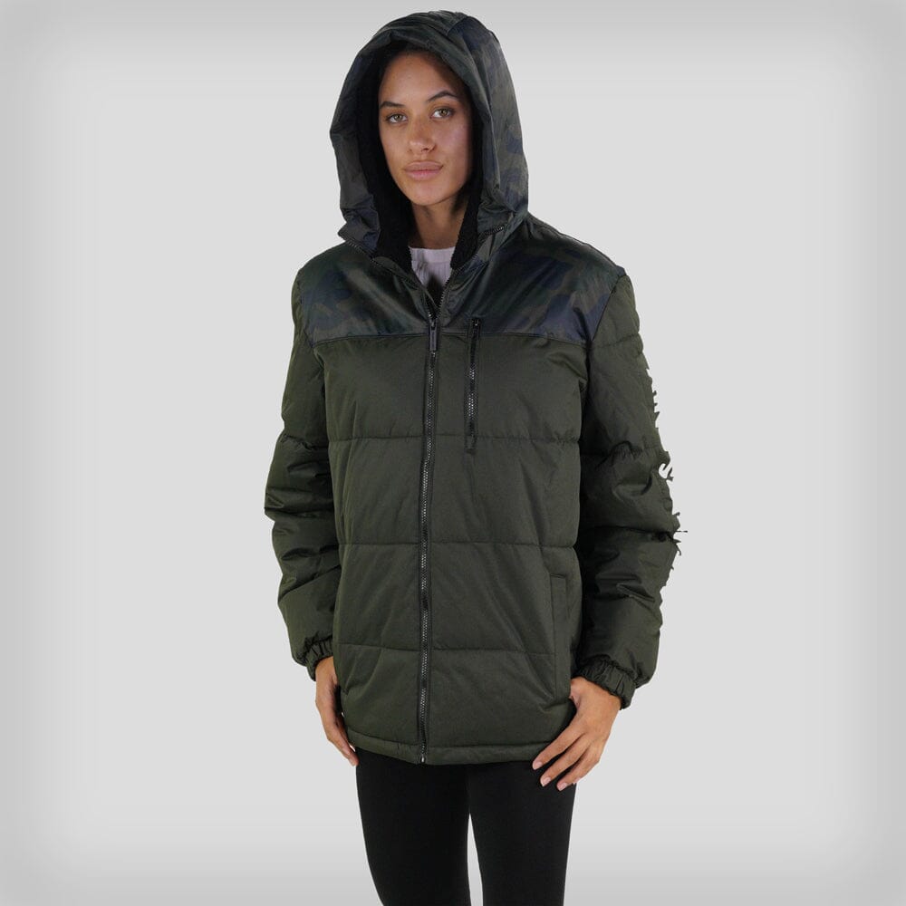 Women's Twill Block Puffer Oversized Jacket - FINAL SALE Womens Jacket Members Only OLIVE Small 