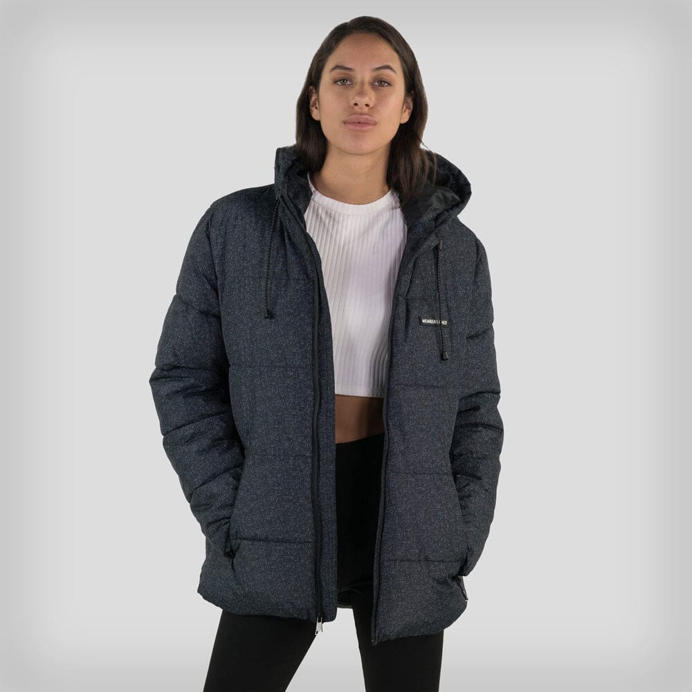 Women's Heather Print Puffer Oversized Jacket - FINAL SALE Womens Jacket Members Only BLACK Small 