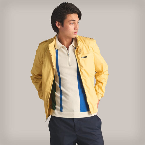Men's Classic Iconic Racer Jacket (Slim Fit) Men's Iconic Jacket Members Only Soft Yellow Small 