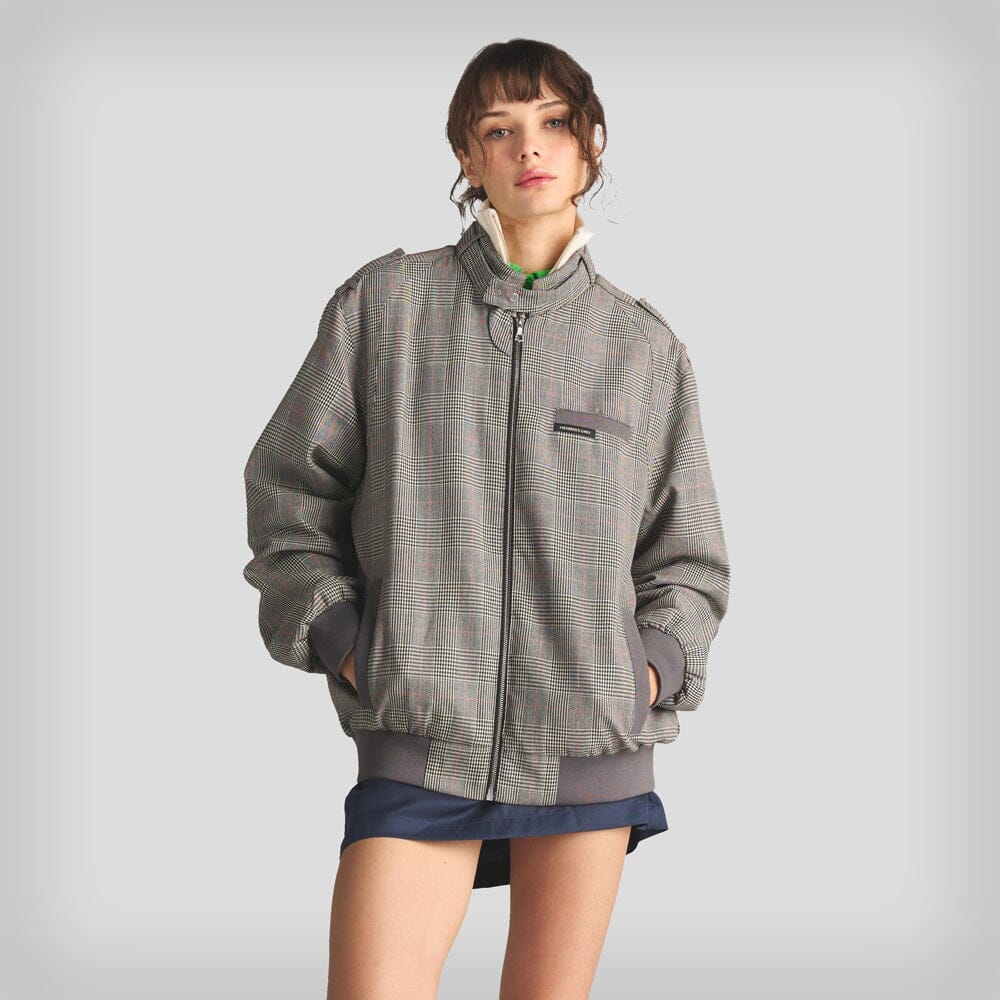 Women's Anderson Glen Plaid Oversized Jacket Women's Iconic Jacket Members Only Grey Print Small 