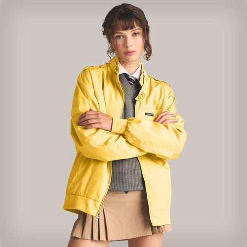 Women's Classic Iconic Racer Oversized Jacket Women's Iconic Jacket Members Only Soft Yellow Small 