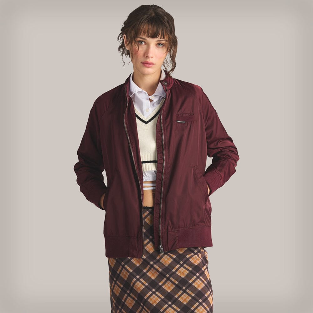 Women's Washed Satin Boyfriend Jacket Women's Iconic Jacket Members Only Burgundy X-Small 