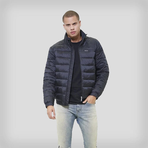 Men's Faux Leather Moto Puffer Jacket - FINAL SALE Men's Jackets Members Only Charcoal Small 