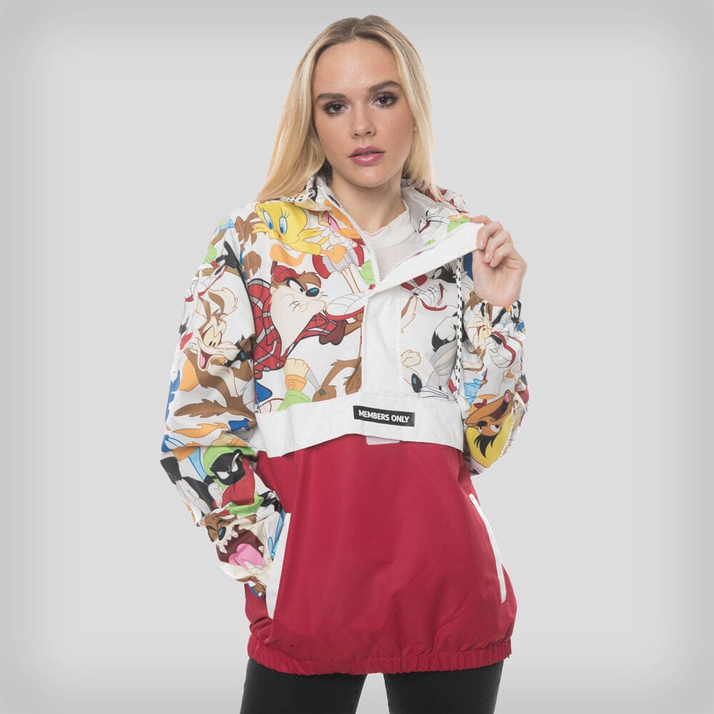 Women's Looney Tunes Collab Popover Oversized Jacket - FINAL SALE Womens Jacket Members Only Red Small 