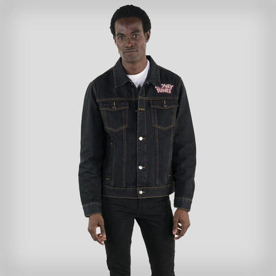 Men's Looney Tunes Denim Trucker Jacket - FINAL SALE Men's Jackets Members Only BLACK X-Small 