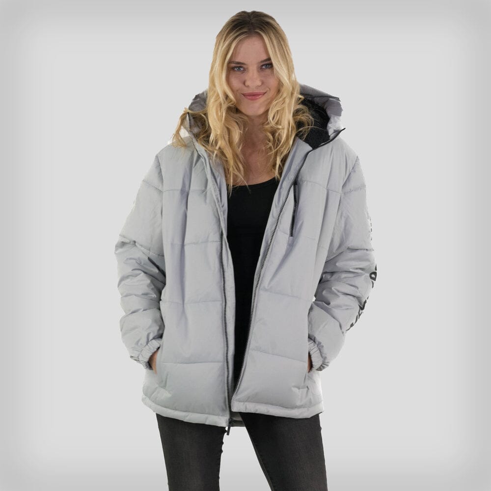 Women's Twill Block Puffer Oversized Jacket - FINAL SALE Womens Jacket Members Only Light Grey Small 
